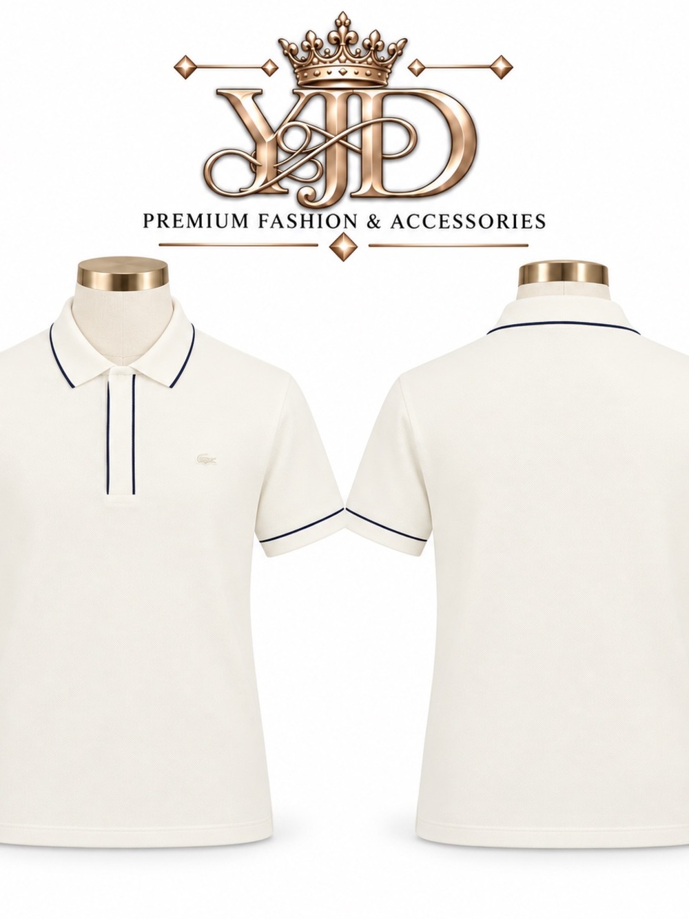 Lacoste Men's Regular Fit Paris Stretch Piqué Polo white with Navy Trim